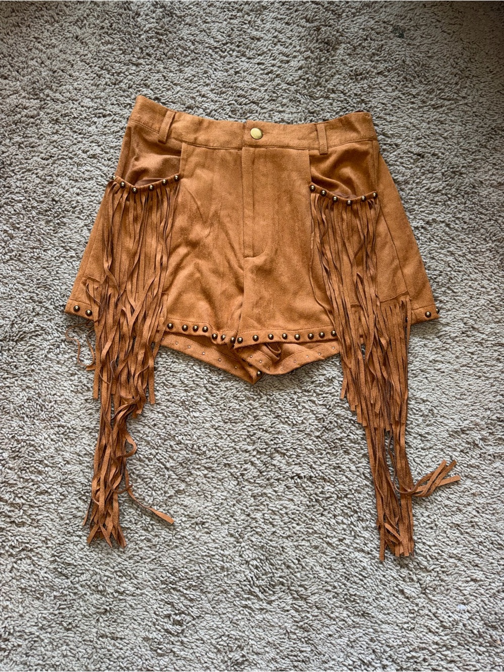 Brown fringe shorts